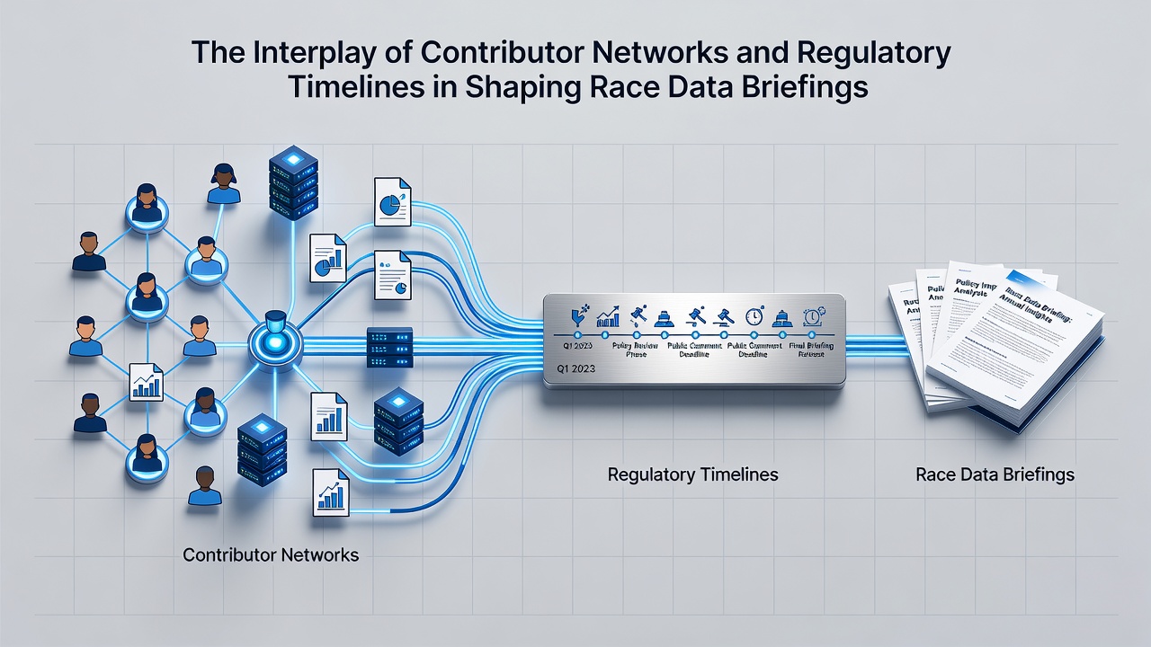 Regulatory timeline chart overlaid with contributor data submission points
